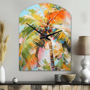 Palm Trees Palm VII - Asymmetric Metal Wall Clock